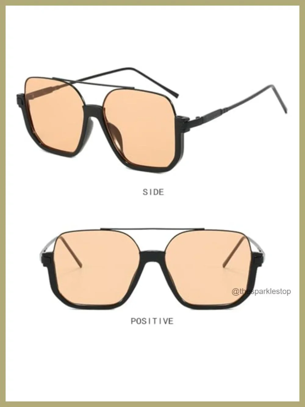 Retro Oversized Aviator Sunglasses Women Semi-Rimless Square Shades UV